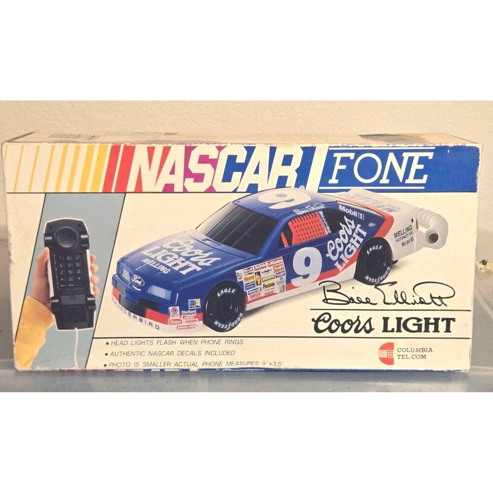 NASCAR Fone Bill Elliott Coors Light Phone Open Box Vintage Collectible